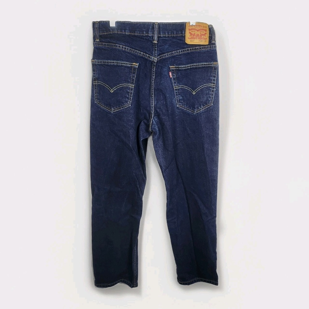 Levis 550 Jeans Mens 34x30 Blue Dark Wash Relaxed Fit Taper Classic Denmin